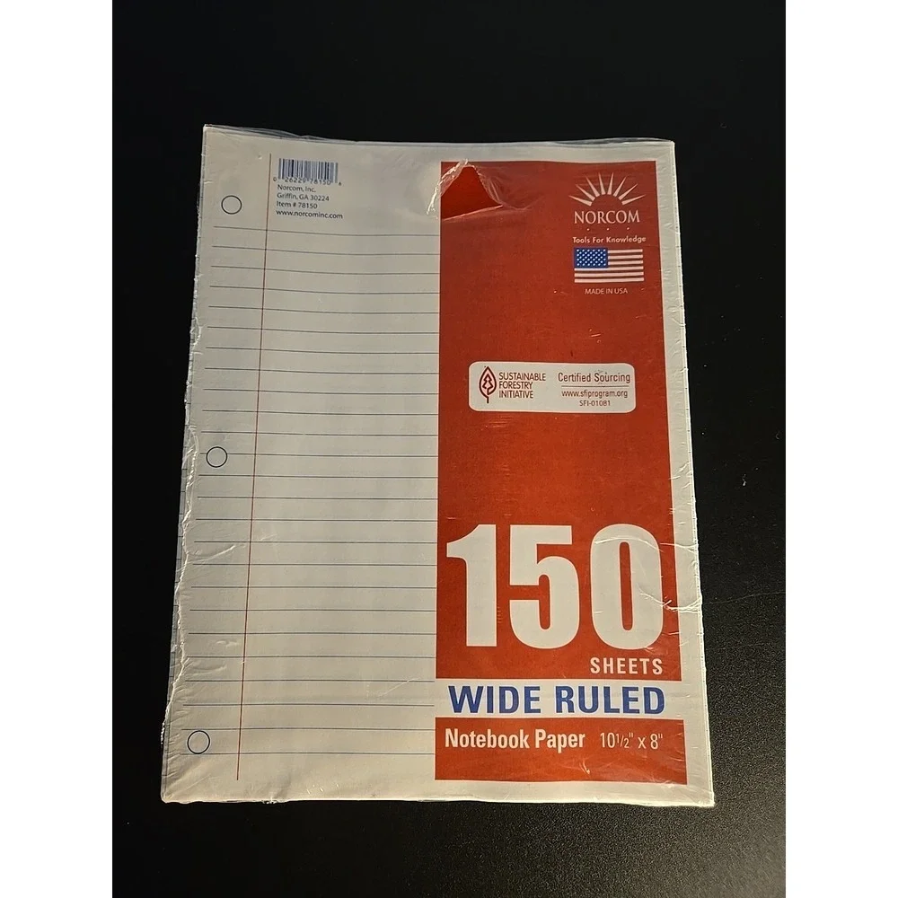 Notebook Paper 150 Sheets Wide‎ Rule 10-1/2